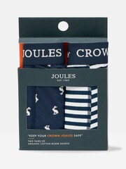 Joules Crown Joules Navy & White Hare Pack of Two Cotton Boxers - Image 1 of 3