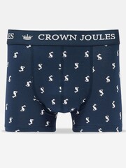 Joules Crown Joules Navy & White Hare Pack of Two Cotton Boxers - Image 2 of 3