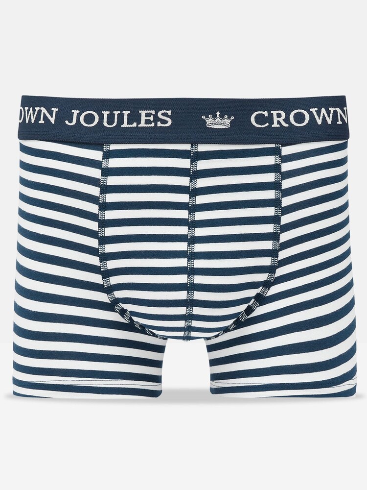 Joules Crown Joules Navy & White Hare Pack of Two Cotton Boxers - Image 3 of 3