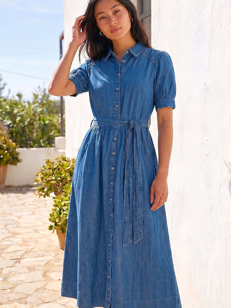 Roman Blue Petite Denim Midi Dress - Image 1 of 4