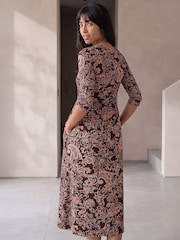 Roman Brown Petite Floral Midi Dress - Image 2 of 4