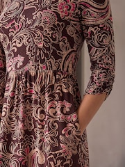 Roman Brown Petite Floral Midi Dress - Image 4 of 4