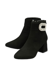 Lotus Black Microfibre Block Heel Ankle Boots - Image 2 of 4