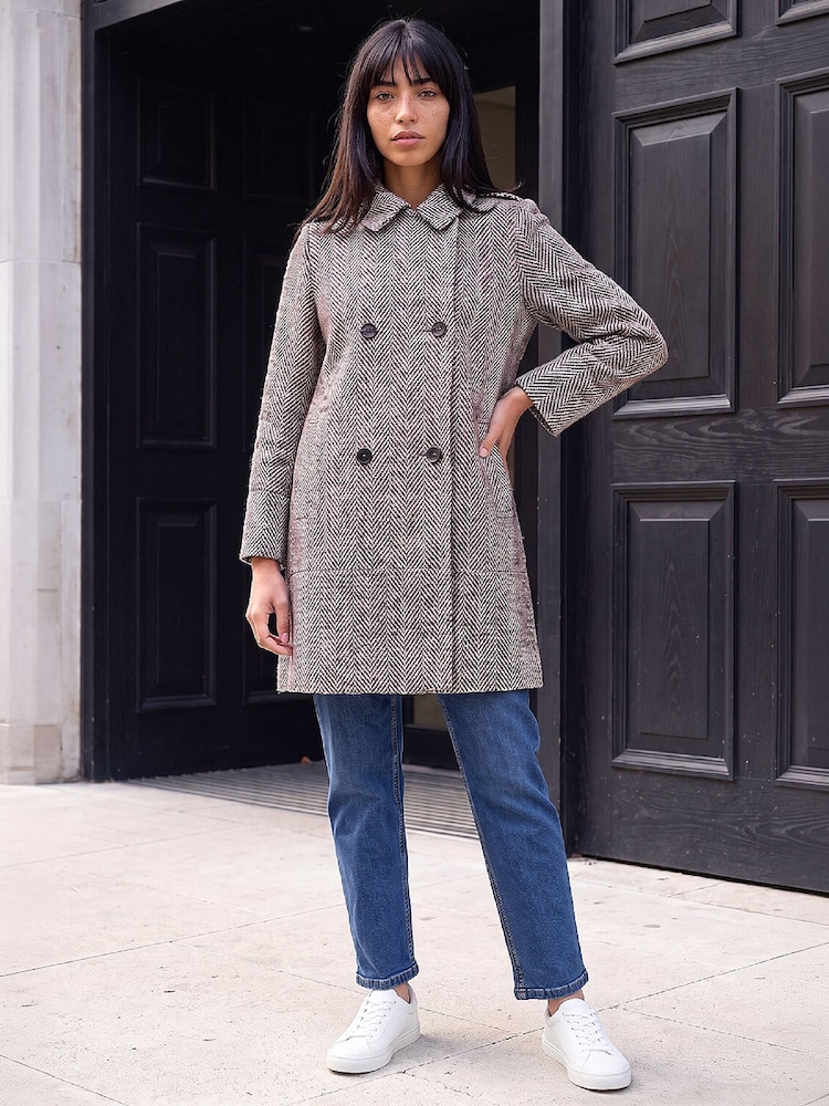 Roman Natural Petite Collar Double-Breasted Coat - Image 2 of 4