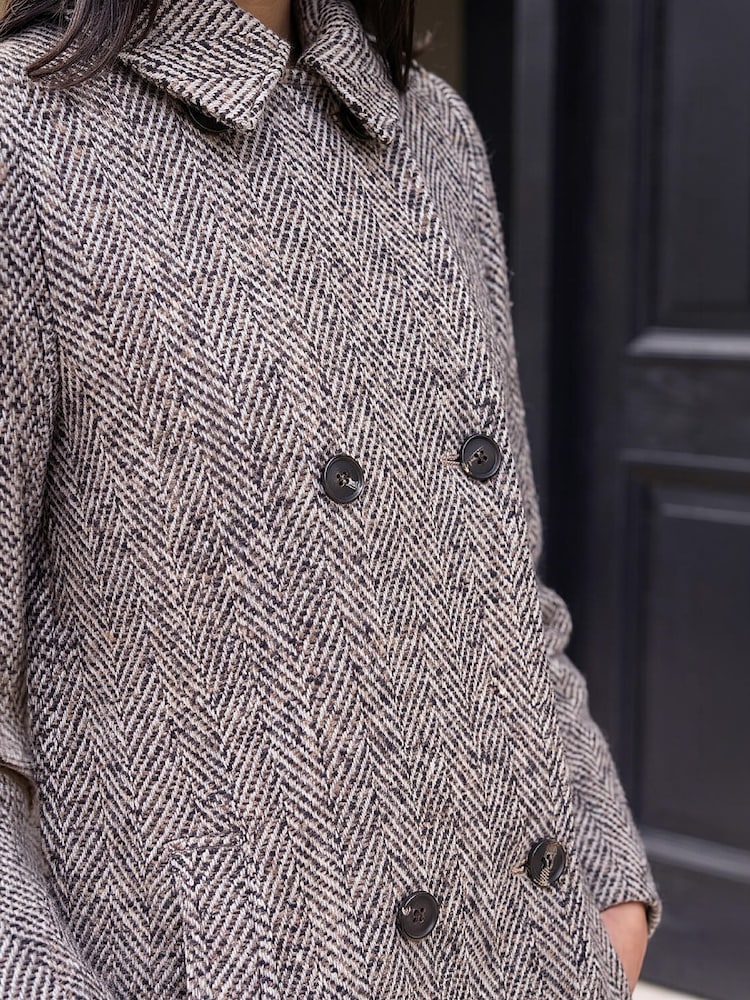 Roman Natural Petite Collar Double-Breasted Coat - Image 4 of 4