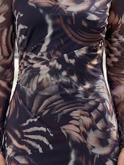 Roman Brown Petite Abstract Mesh Dress - Image 4 of 4