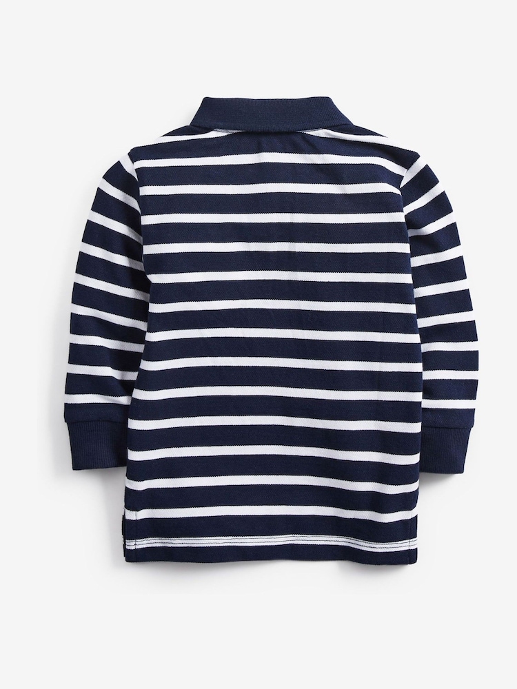 Rayas azul marino/blanco - Polo de rayas de algodón 100 % y manga larga (3 mes - 7 años) - Imagen 2 de 3