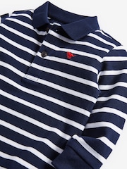 Rayas azul marino/blanco - Polo de rayas de algodón 100 % y manga larga (3 mes - 7 años) - Imagen 3 de 3