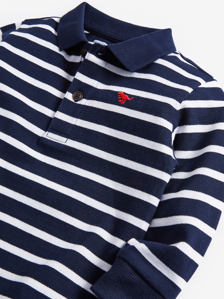 Rayas azul marino/blanco - Polo de rayas de algodón 100 % y manga larga (3 mes - 7 años) - Imagen 3 de 3