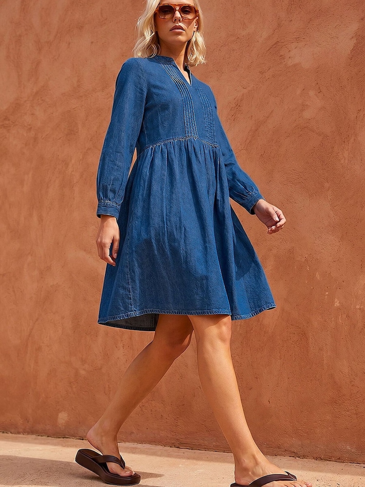 tunic dress denim Skylar Denim Tunic Dress in Indigo Rinse Wash