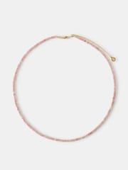 Accessorize Pink 14ct Gold-Plated Rose Quartz Beaded Necklace - Image 1 of 2