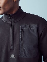 adidas Black City Escape Fleece Quarter Zip Sweatshirt - Image 4 of 5