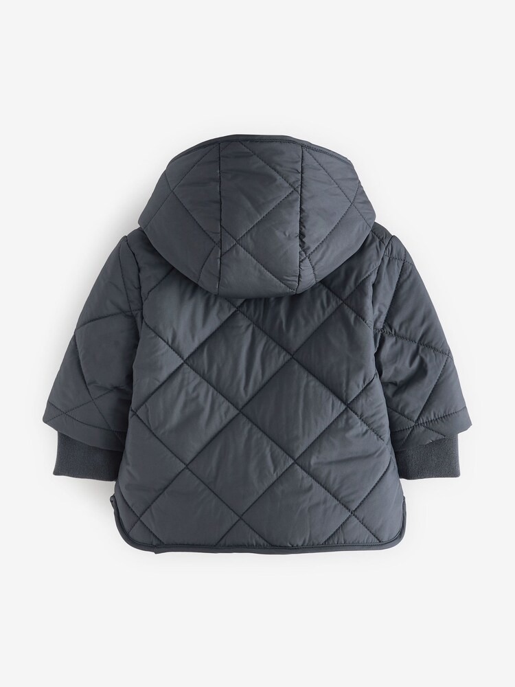 Charcoal Grey Baby Quilted Jacket (0mths-2yrs) - Image 2 of 3