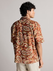 Brown Printed Short Sleeve Shirt With Cuban Collar - Image 3 of 7