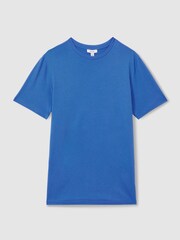 Reiss Cobalt Blue Bless Cotton Crew Neck T-Shirt - Image 2 of 6