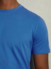 Reiss Cobalt Blue Bless Cotton Crew Neck T-Shirt - Image 4 of 6