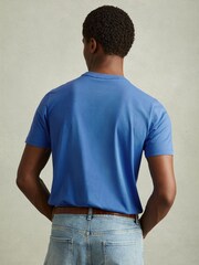 Reiss Cobalt Blue Bless Cotton Crew Neck T-Shirt - Image 5 of 6