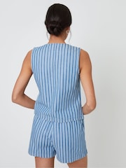 Threadbare Blue Crew Neck Denim Waistcoat - Image 2 of 4