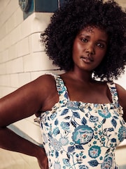 Cath Kidston Blue Floral Square Neck Swimsuit - Image 4 of 5