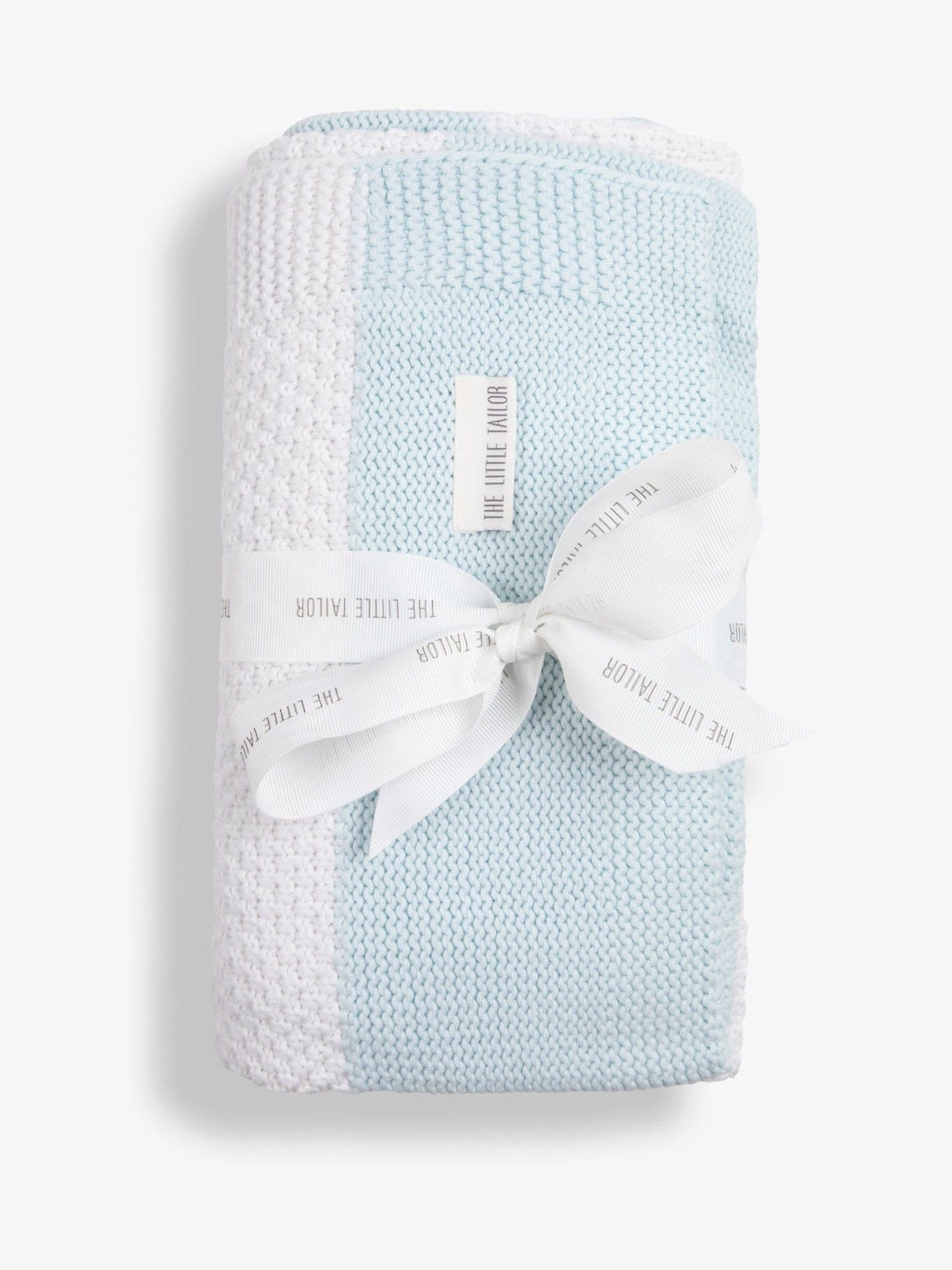 The Little Tailor Grey The Little Tailor Knitted Stripe Baby Blanket view 1
