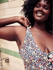 Cath Kidston Black Ditsy Floral V-Neck Swimsuit - Image 3 of 4