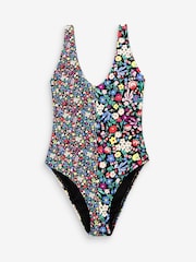 Cath Kidston Black Ditsy Floral V-Neck Swimsuit - Image 4 of 4
