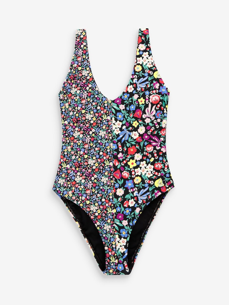 Cath Kidston Black Ditsy Floral V-Neck Swimsuit - Image 4 of 4