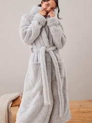 Grey Teddy Borg Fleece Dressing Gown - Image 1 of 6