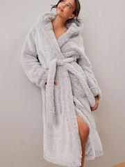 Grey Teddy Borg Fleece Dressing Gown - Image 2 of 6