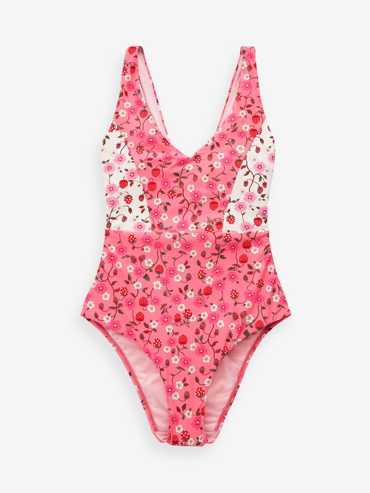 Pink Ditsy Floral V-Neck Swimsuit - Image 3 of 3