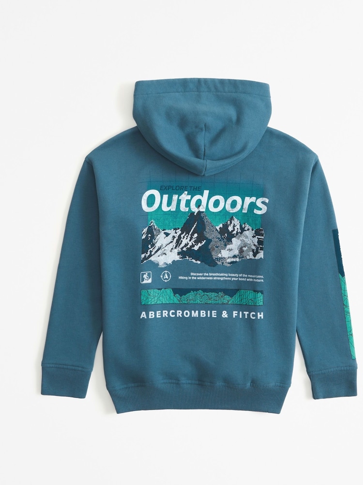 Abercrombie & Fitch Blue Logo Back Print Hoodie - Image 2 of 2 Abercrombie & Fitch Blue Logo Back Print Hoodie - Image 2 of 2