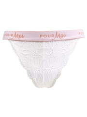 Pour Moi White Logo Elastic Thong Knickers - Image 3 of 4