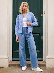 Roman Blue Petite Zip Up Cardigan - Image 3 of 4