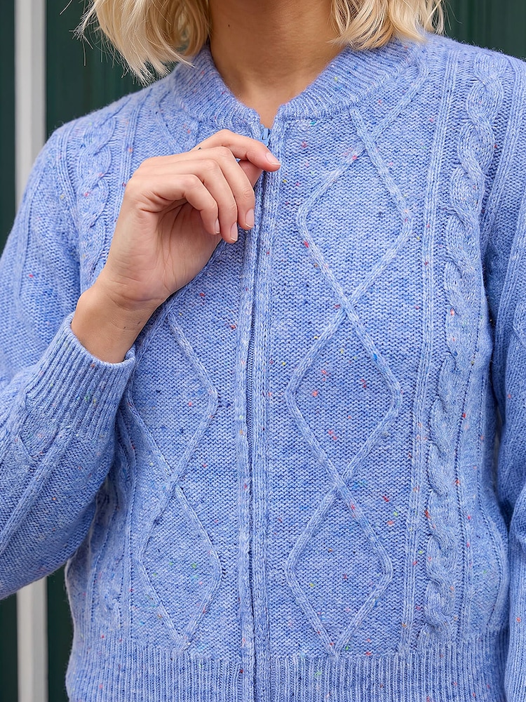 Roman Blue Petite Zip Up Cardigan - Image 4 of 4