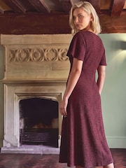 Roman Purple Petite V-Neck Fit & Flare Dress - Image 3 of 4