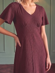 Roman Purple Petite V-Neck Fit & Flare Dress - Image 4 of 4