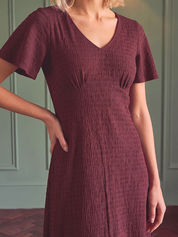 Roman Purple Petite V-Neck Fit & Flare Dress - Image 4 of 4