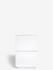 White Sloane Glass Collection Luxe 2 Drawer Slim Bedside Table - Image 4 of 4