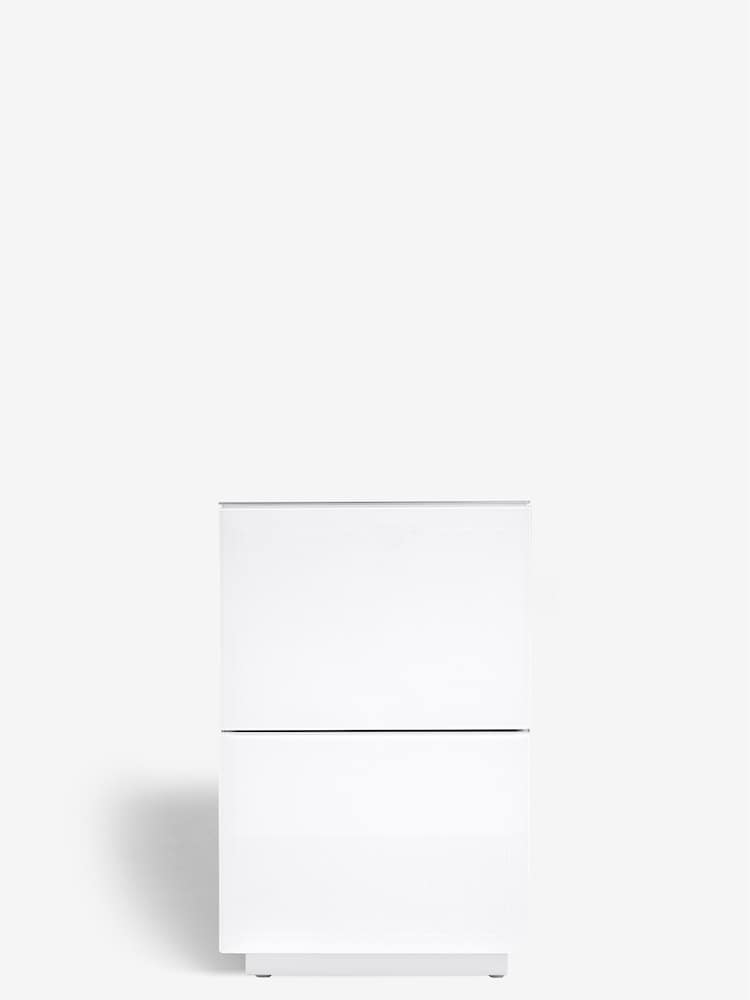 White Sloane Glass Collection Luxe 2 Drawer Slim Bedside Table - Image 4 of 4