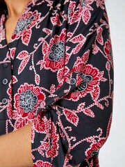 Roman Red Textured Floral Print Stretch Shirt - Image 5 of 5