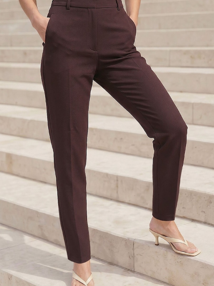 Roman Brown Straight Leg Stretch Trousers - Image 2 of 5 Roman Brown Straight Leg Stretch Trousers - Image 2 of 5