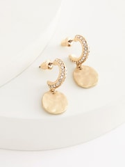 Tonalité d'or - Boucles d’oreilles créoles à pièces de monnaie tombantes - Image 3 de 3