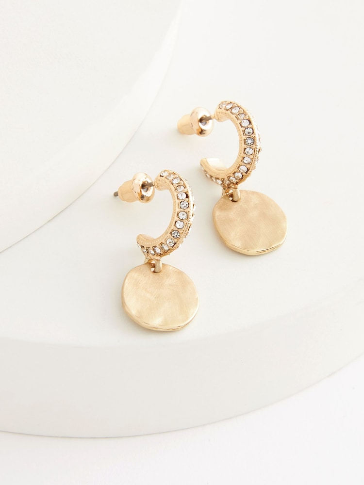 Tonalité d'or - Boucles d’oreilles créoles à pièces de monnaie tombantes - Image 3 of 3