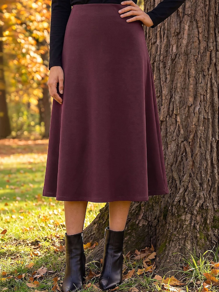 Roman Red Petite Ponte Stretch Midi Skirt - Image 1 of 4 Roman Red Petite Ponte Stretch Midi Skirt - Image 1 of 4