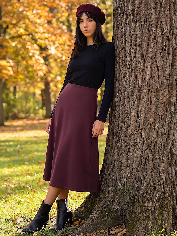 Roman Red Petite Ponte Stretch Midi Skirt - Image 2 of 4 Roman Red Petite Ponte Stretch Midi Skirt - Image 2 of 4