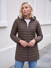 Roman Brown Petite Puffer Coat - Image 1 of 4