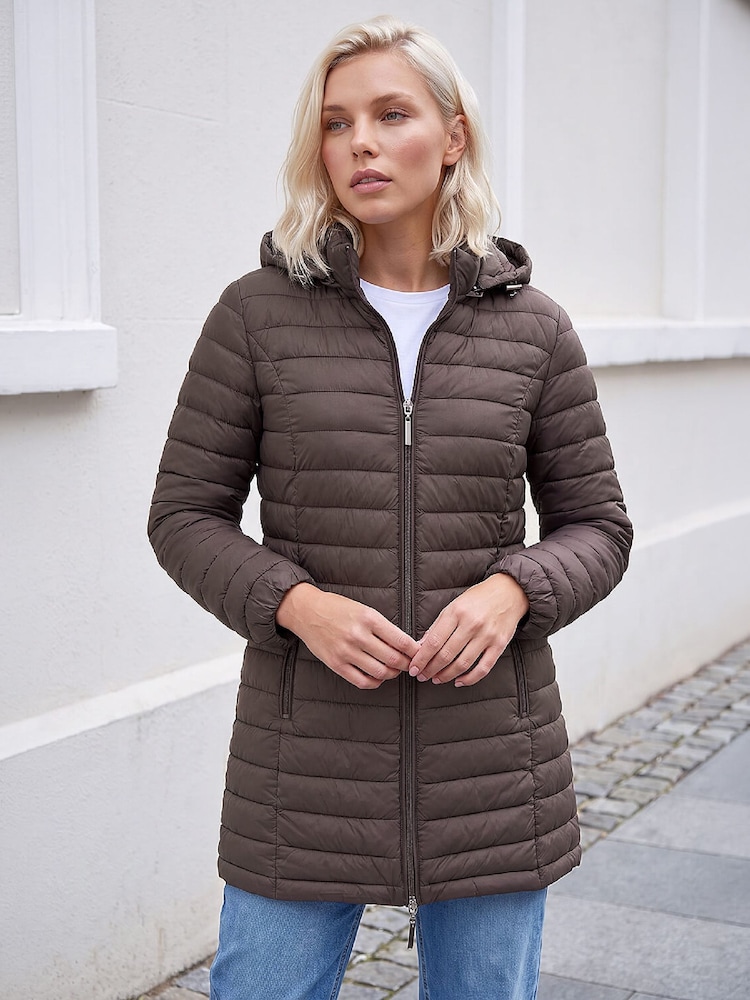 Roman Brown Petite Puffer Coat - Image 1 of 4 Roman Brown Petite Puffer Coat - Image 1 of 4
