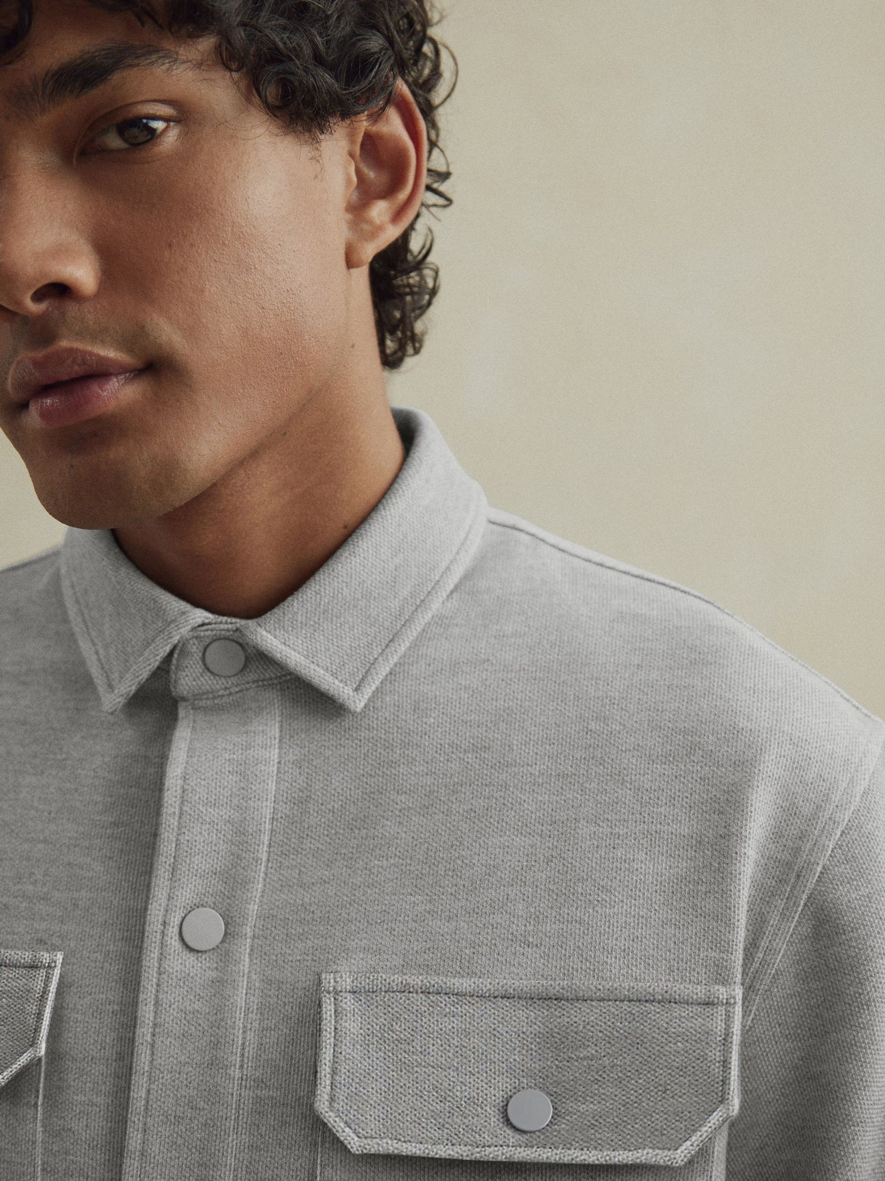 Buy Grey Jersey Twill Popper Shacket from Next USA