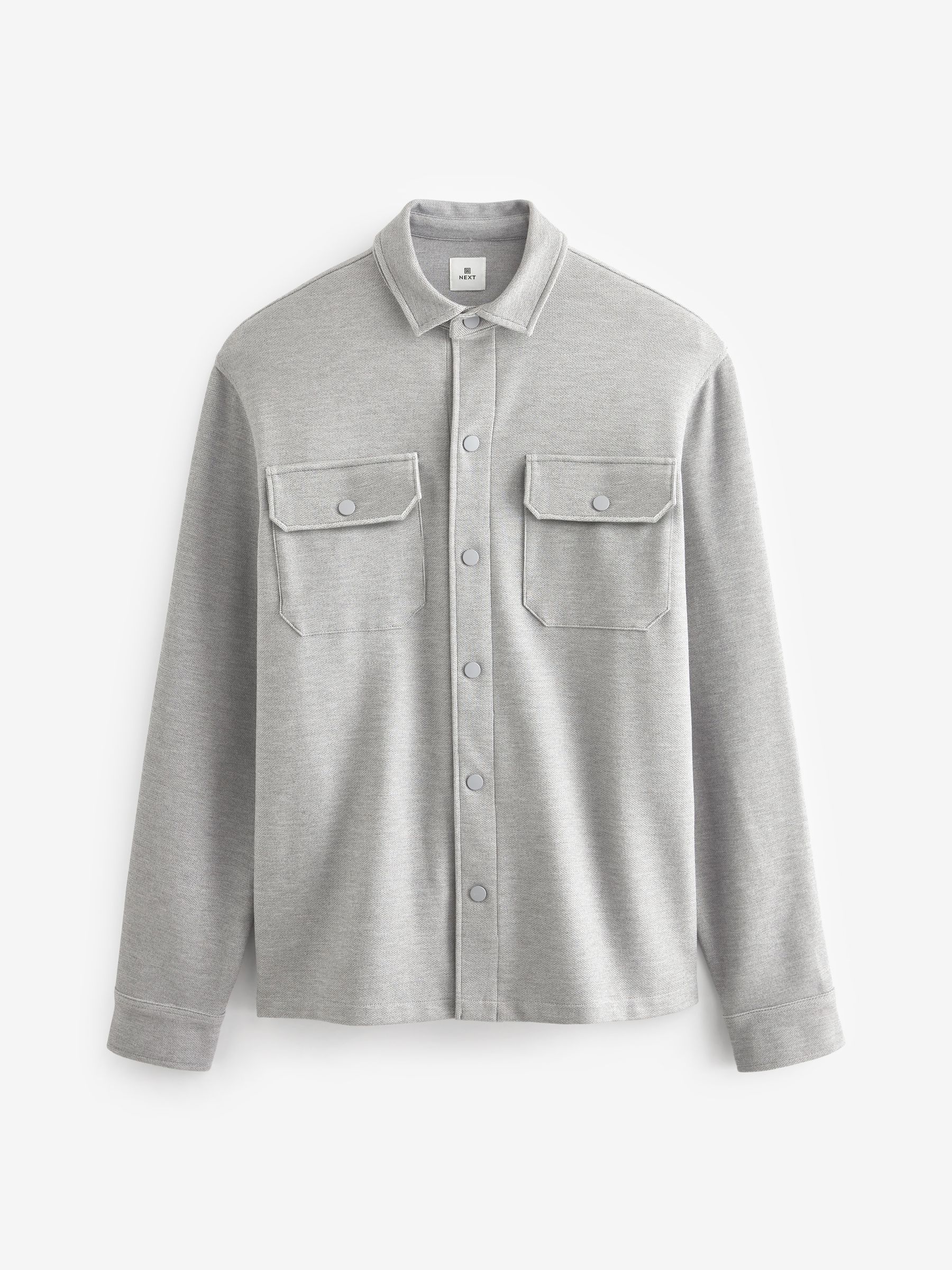 Buy Grey Jersey Twill Popper Shacket from Next USA Buy Grey Jersey Twill Popper Shacket from Next USA
