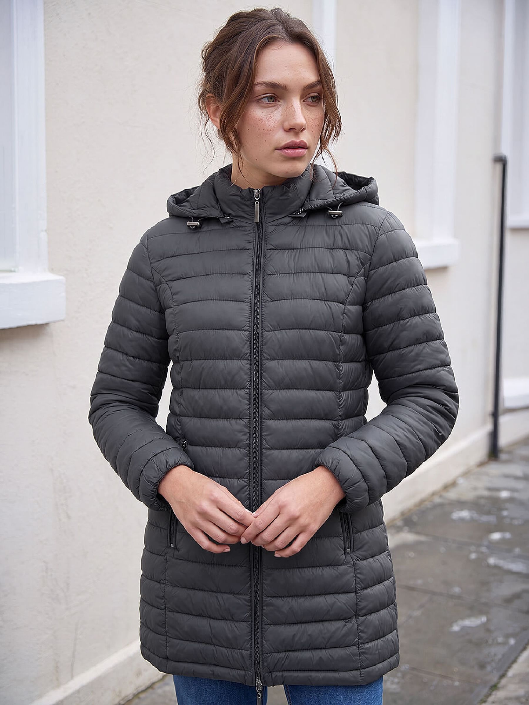 Roman Petite Puffer Coat, Grey, Size 18, Women - Image 3